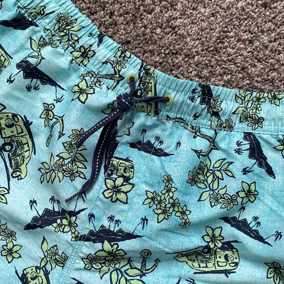 Sperry Men’s Pull On Blue/green Beach Themed Swim Trunks/board Shorts Size XL - Picture 3 of 8